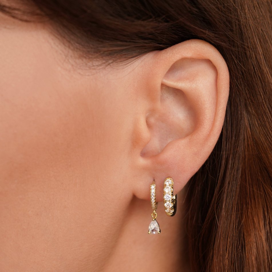 Pendientes de Cristal color oro Premium