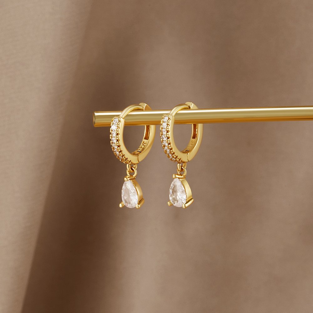Pendientes de Cristal color oro Premium